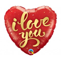 Μπαλόνι Foil 18" Καρδιά I love you Gold Script 45εκ