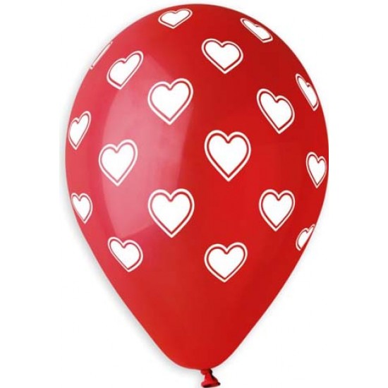 13″ Μπαλόνι τυπωμένο λευκές Καρδιές
