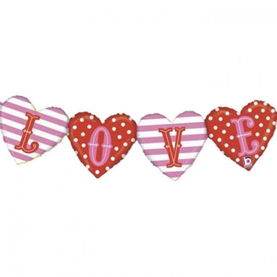 Μπαλόνι Foil Love Μπάνερ Με Καρδιές 119 εκ Μπαλόνι Foil Love Μπάνερ Με Καρδιές 119 εκ