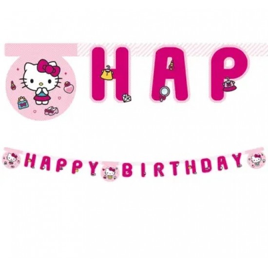 Γιρλάντα Happy Birthday Hello Kitty Χάρτινη Γιρλάντα Happy Birthday Hello Kitty Χάρτινη