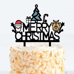 Topper Merry Christmas Μαύρη 155x145mm