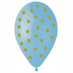 Μπαλόνι Λάτεξ 12″ Baby Blue Με Χρυσό Πουά
