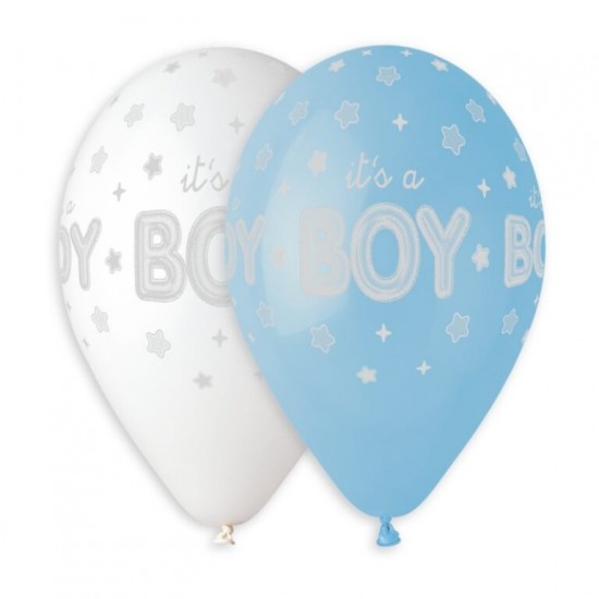 Μπαλόνια Λάτεξ 13″ “It’s a boy” ασημί αστέρια Μπαλόνια Λάτεξ 13″ “It’s a boy” ασημί αστέρια