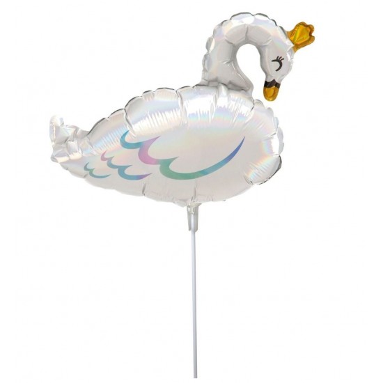 Μπαλόνι Foil 14” Mini Shape Ιριδίζον Κύκνος Μπαλόνι Foil 14” Mini Shape Ιριδίζον Κύκνος
