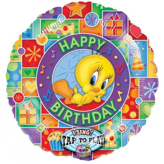Μπαλόνι Foil 27″ Μουσικό Tweety Happy Bday Μπαλόνι Foil 27″ Μουσικό Tweety Happy Bday