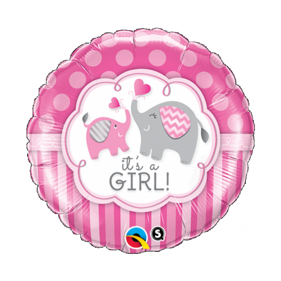 Μπαλόνι Foil 18" Στρογγυλό Its A Girl Elephants - Ελέφαντας Μπαλόνι Foil 18" Στρογγυλό Its A Girl Elephants - Ελέφαντας
