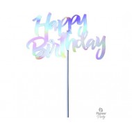 Διακοσμητικό Τούρτας Iridescent Happy Birthday / 14.5 x 9.2 εκ