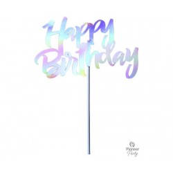 Διακοσμητικό Τούρτας Iridescent Happy Birthday / 14.5 x 9.2 εκ