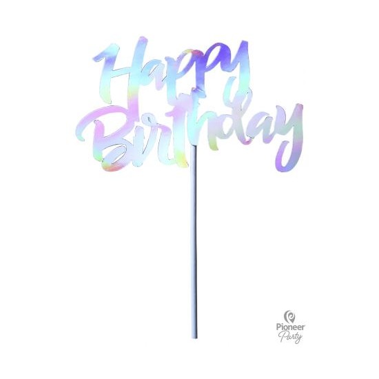 Διακοσμητικό Τούρτας Iridescent Happy Birthday / 14.5 x 9.2 εκ