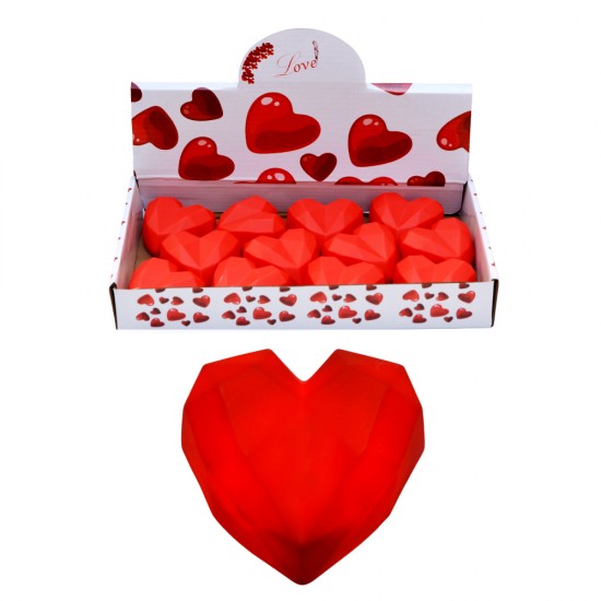 Φωτεινή Καρδιά Διαμαντένιου Σχεδίου – 6cm – LED Love Decor