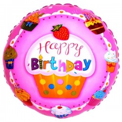 Μπαλόνι Foil 18″ Γενεθλίων Cup Cakes – Φράουλα