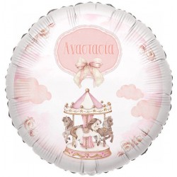 Μπαλόνι Foil 18 ″ή 9" Tυπωμένο – Ροζ Καρουζέλ