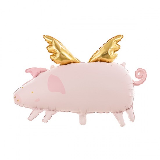 Μπαλόνι Foil 28” Γουρουνάκι Με Χρυσά Φτερά