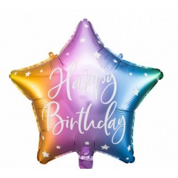 18″ Μπαλόνι Αστέρι Happy Birthday Πολύχρωμο