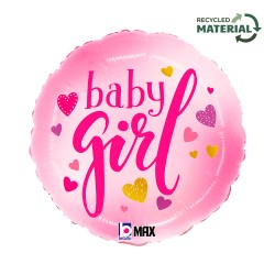 Μπαλόνι Foil 18″ Baby Girl ροζ καρδιές