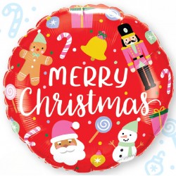 18″ Μπαλόνι Merry Christmas Με Γιορτινά Σχέδια