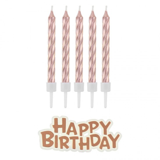 ΚΕΡΑΚΙΑ HAPPY BIRTHDAY ROSE GOLD 16ΤΜΧ ΚΕΡΑΚΙΑ HAPPY BIRTHDAY ROSE GOLD 16ΤΜΧ