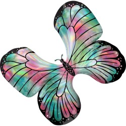 Μπαλόνι Foil 33″ Πεταλούδα Holographic Τυρκουάζ & Ροζ