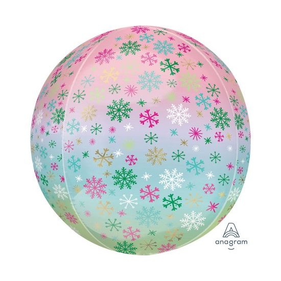  Μπαλόνι Orbz 16" Σφαίρα Ombre Snowflakes / 38 x 40 εκ Χιονονιφάδες