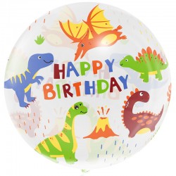 Μπαλόνι AQUA 20'' CRYSTAL HAPPY BIRTHDAY ME ΔΕΙΝΟΣΑΥΡΟΥΣ