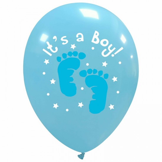 Μπαλόνια Λάτεξ 12'' Τυπωμένα It's A Boy Μπλέ Πατουσάκια Μπαλόνια Λάτεξ 12'' Τυπωμένα It's A Boy Μπλέ Πατουσάκια