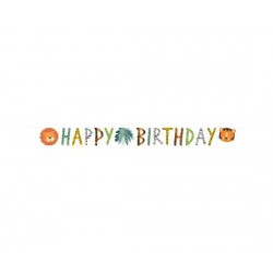 Γιρλάντα Χάρτινη Get Wild Ζωάκια Ζούγκλας Happy Birthday / 180 εκ