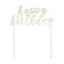 Χρυσό Διακοσμητικό Τούρτας ακρυλικό "Happy Birthday"