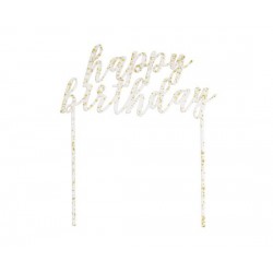 Χρυσό Διακοσμητικό Τούρτας ακρυλικό "Happy Birthday"