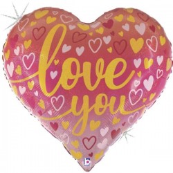 Μπαλόνι Foil 30” Καρδιά Όμπρε ‘Love You’