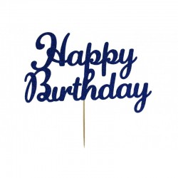 Topper "Happy Birthday" Μπλε15cm x 8cm