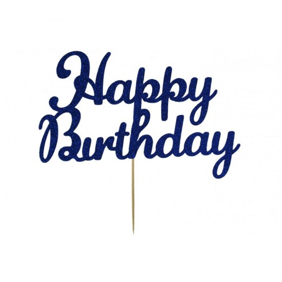 Topper "Happy Birthday" Μπλε15cm x 8cm Topper "Happy Birthday" Μπλε15cm x 8cm