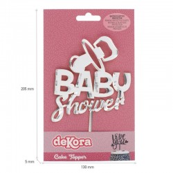 Topper Επιγραφή "Baby Shower" Ασημί 16x10cm