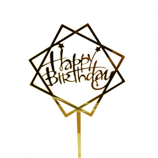 Topper Επιγραφή Ακρυλική Happy Birthday Χρυσή Γεωμετρική - 106x153mm Topper Επιγραφή Ακρυλική Happy Birthday Χρυσή Γεωμετρική - 106x153mm