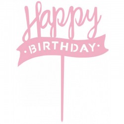 Topper  Happy Birthday Banner Ροζ 