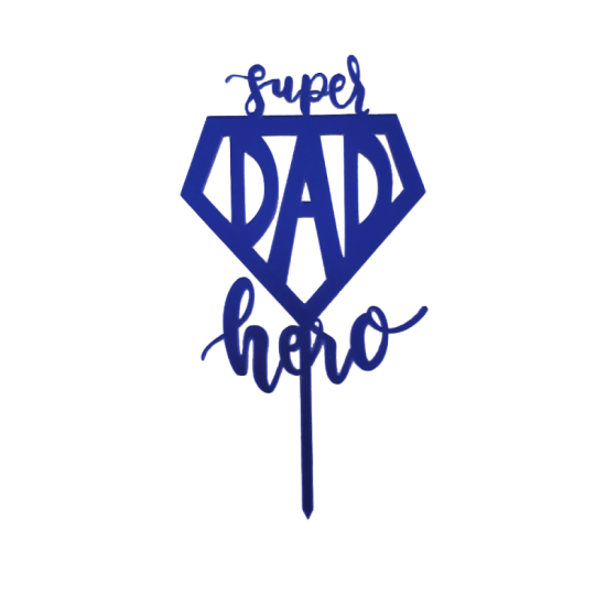 Topper Επιγραφή "Super Hero Dad" Μπλε 8x15cm Topper Επιγραφή "Super Hero Dad" Μπλε 8x15cm