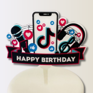 Topper Happy Birthday Tik Tok 15 x 13cm