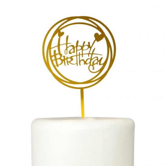 Topper Happy Birthday Χρυσό Στρογγυλό - 10.5cm Topper Happy Birthday Χρυσό Στρογγυλό - 10.5cm