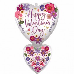 Μπαλόνι Foil 31″ Διπλή Καρδιά Happy Valentine’s Day