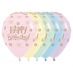 Μπαλόνια Λάτεξ 11" Happy Birthday Sun Pastel Matte