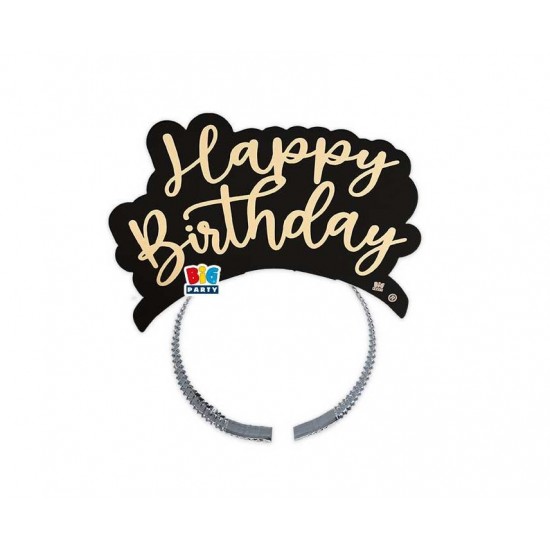 Στέκα Χάρτινη Μαύρο & Χρυσό Happy Birthday / 4 τμχ Στέκα Χάρτινη Μαύρο & Χρυσό Happy Birthday / 4 τμχ