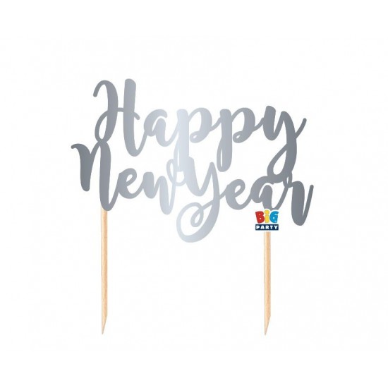 Διακόσμηση Τούρτας - Cake Topper Italic Happy New Year cm. 8 x 16