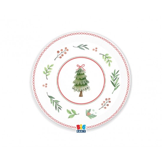 Πιάτα Χάρτινα Φαγητού 22εκ Joyful Christmas / 6 τεμ.
