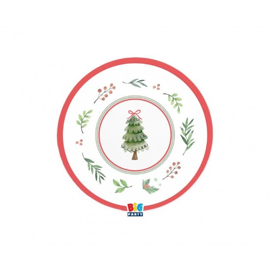 Πιάτα Χάρτινα Γλυκού 18εκ Joyful Christmas / 6 τεμ
