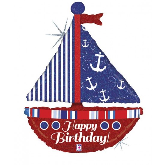 Μπαλόνι Foil 37″ Kαράβι Happy Birthday