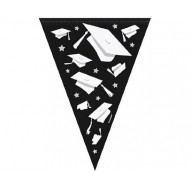 Γιρλάντα Σημαιάκια "Congrats Grad" Silver- Black - White / 274 εκ.
