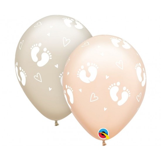 Μπαλόνια Λάτεξ 11" Baby Footprints & Hearts Μπαλόνια Λάτεξ 11" Baby Footprints & Hearts