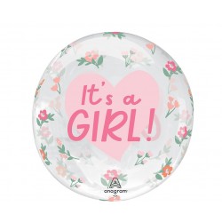 Μπαλόνι Clearz 18-22" It's a Girl Floral με Λουλούδια