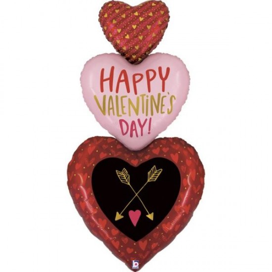 Μπαλόνι Foil 60″ Τριπλή Καρδιά ‘Happy Valentine’s Day’ Μπαλόνι Foil 60″ Τριπλή Καρδιά ‘Happy Valentine’s Day’