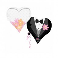 Μπαλόνι Foil Wedding Couple Hearts / 76 x 63 εκ