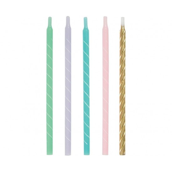 Κεριά Παστέλ Χρώματα Ασορτί Pastel Spiral Birthday / 12 τμχ Κεριά Παστέλ Χρώματα Ασορτί Pastel Spiral Birthday / 12 τμχ